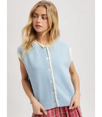 Wishlist Contrast Button-Up Sweater Vest