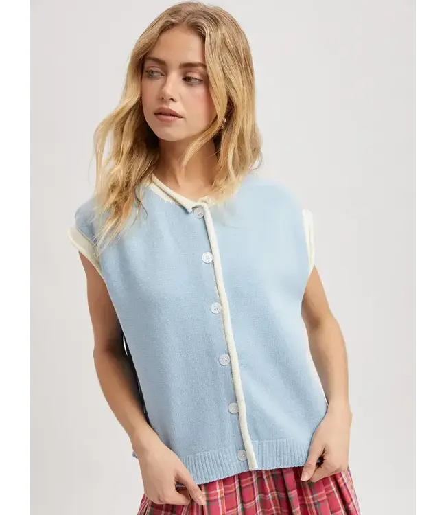 Wishlist Contrast Button-Up Sweater Vest