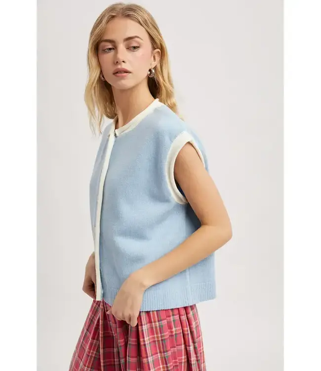 Wishlist Contrast Button-Up Sweater Vest