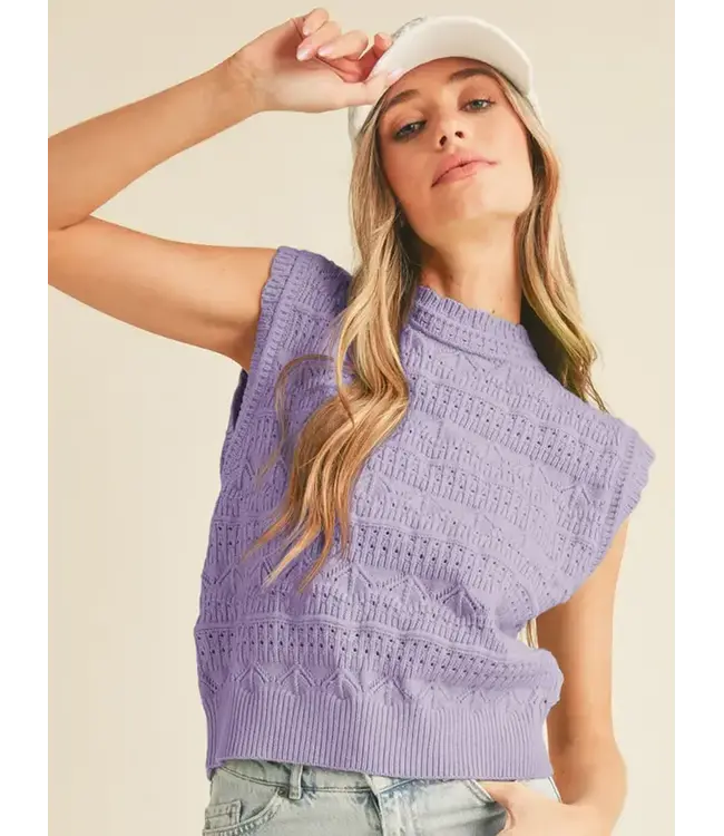 &Merci Knit Pointelle Sweater Vest