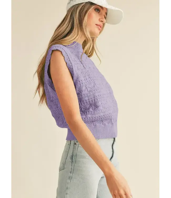 &Merci Knit Pointelle Sweater Vest