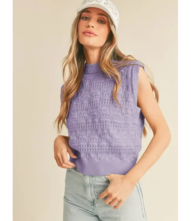 &Merci Knit Pointelle Sweater Vest