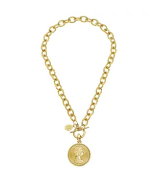 Susan Shaw Queen Coin Toggle Necklace