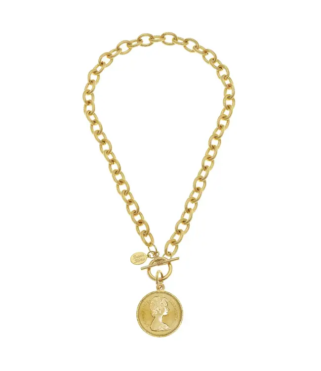 Susan Shaw Queen Coin Toggle Necklace