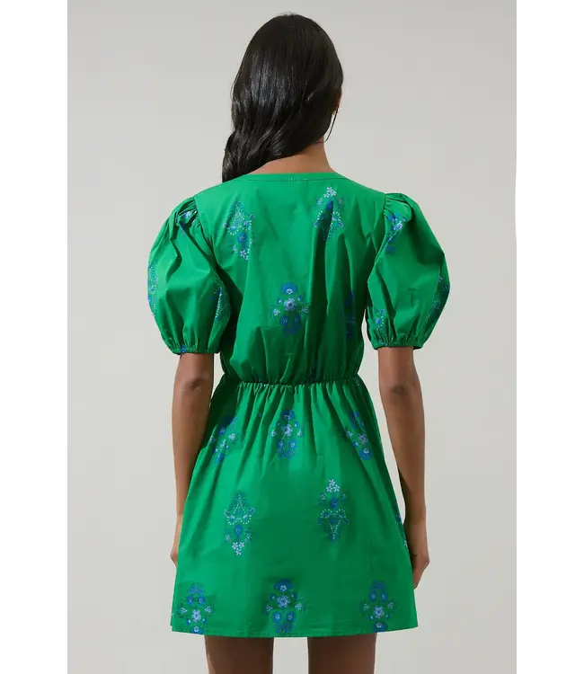 Sugarlips Halina Floral Alba Puff Sleeve Mini Dress