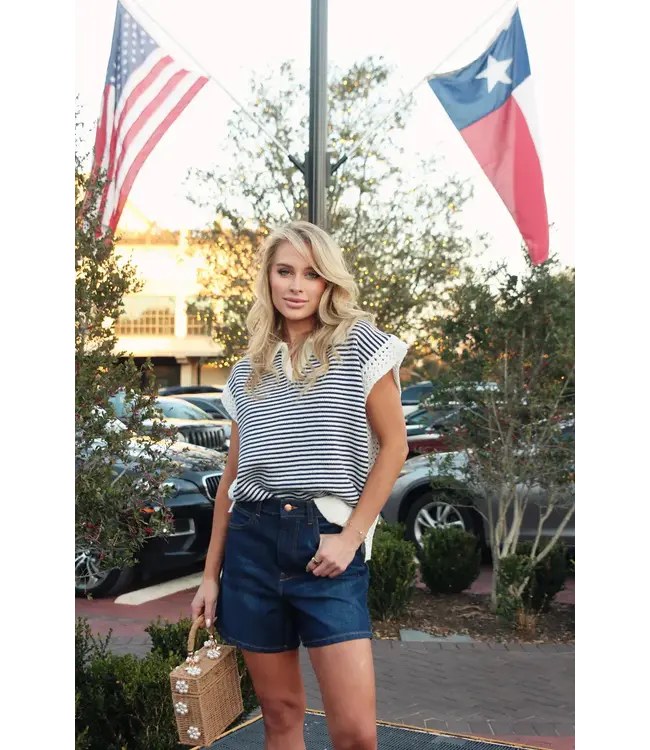 Karlie Stripe V-Neck Sleeveless Sweater