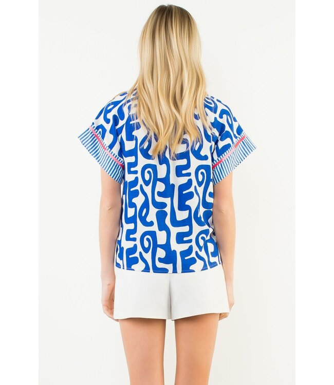THML Short Sleeve Abstract Pattern Top