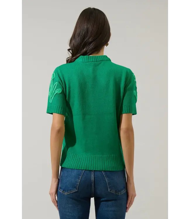 Sugarlips Winsley Floral Embroidered Sweater Top