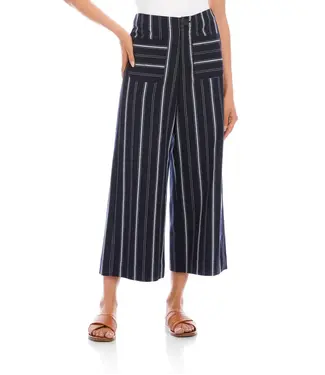 Karen Kane Stripe Cropped Wide-Leg Pants