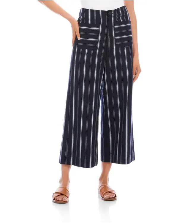 Karen Kane Stripe Cropped Wide-Leg Pants