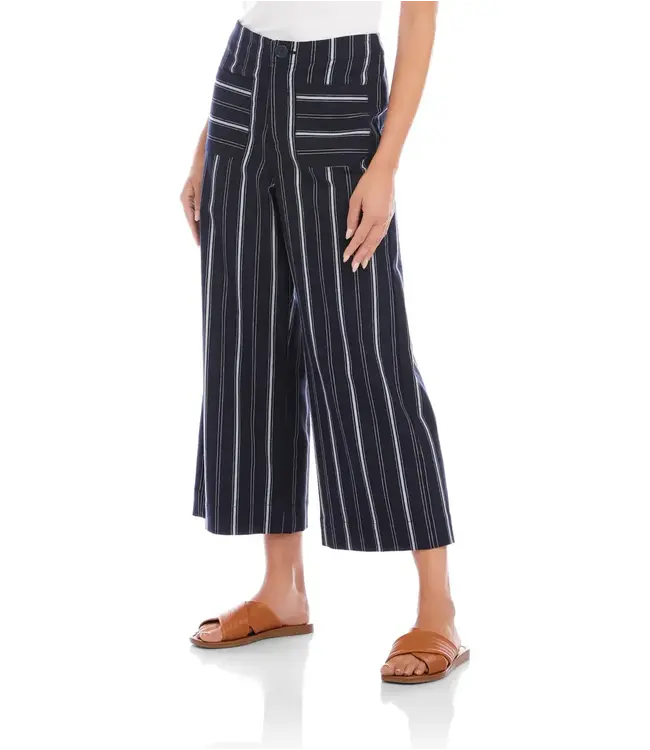 Karen Kane Stripe Cropped Wide-Leg Pants