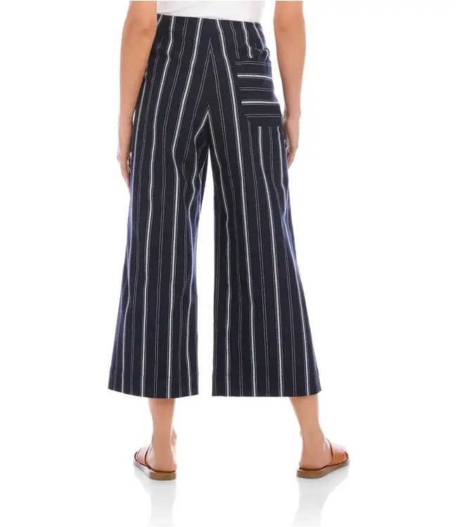 Karen Kane Stripe Cropped Wide-Leg Pants