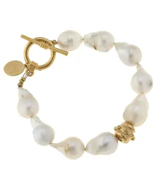 Susan Shaw Large Baroque Genuine Freshwater Pearl Toggle Bracelet