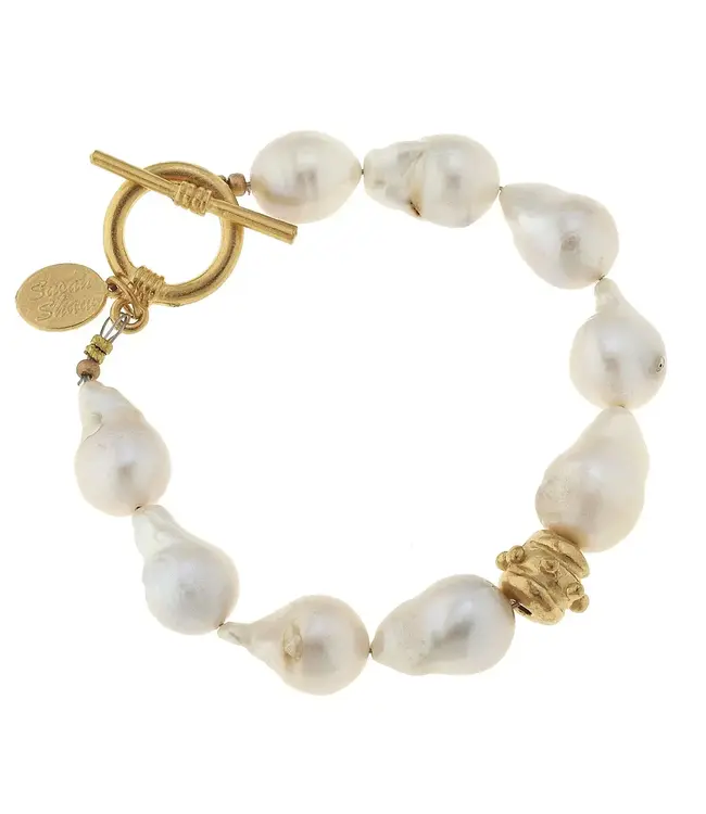 Susan Shaw Large Baroque Genuine Freshwater Pearl Toggle Bracelet