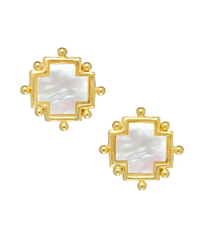 Susan Shaw Mother of Pearl Cross Studs