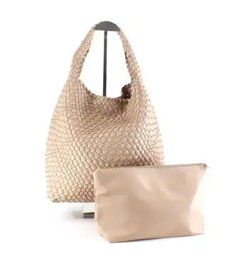 Pretty Persuasions Woven Hobo Bag with Cosmetic Pouch