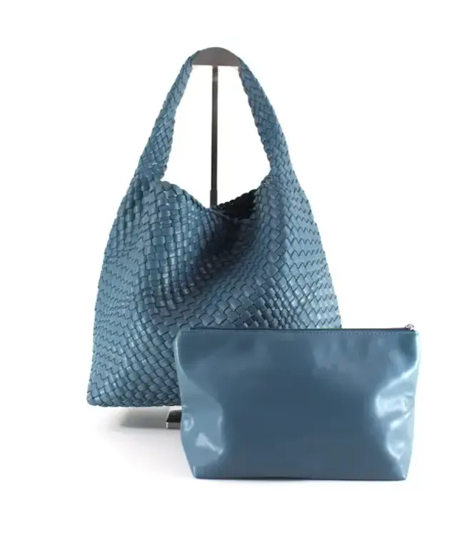 Pretty Persuasions Woven Hobo Bag with Cosmetic Pouch