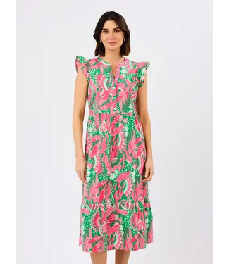 Mary Square Riley Flutter Sleeve Dress