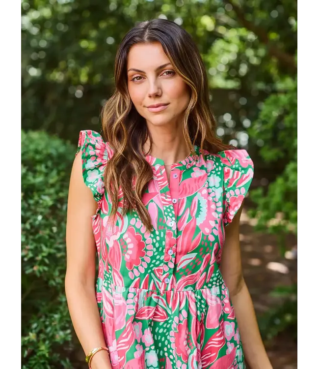 Mary Square Riley Flutter Sleeve Dress