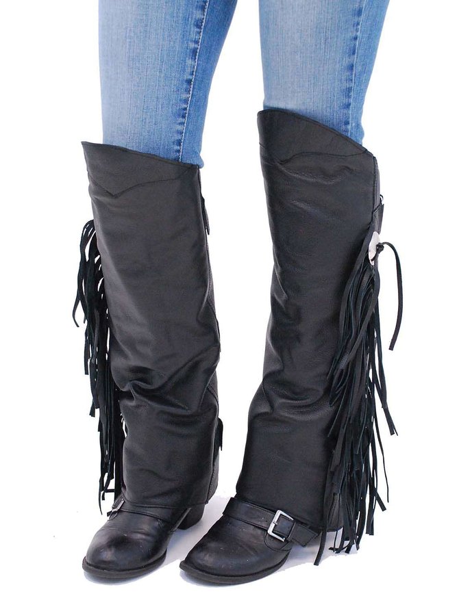 Fringed Leather Half Chaps #A199CR