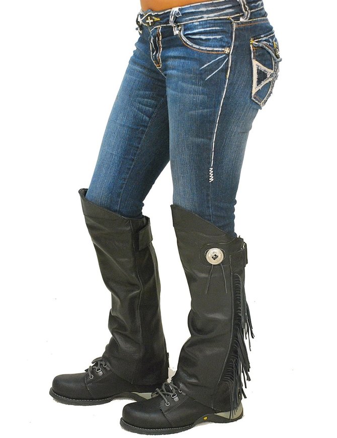 Fringed Leather Half Chaps #A199CR