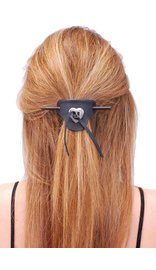 Jamin Leather® Black Leather Stick Barrette w/Heart Concho #AH14010K