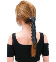Jamin Leather® Extra Long Black Leather Hair Tube #AHW0093K