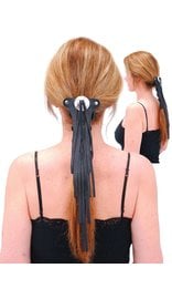 Jamin Leather Long (8 Inch) Fringed Leather Hair Tube #AHW13113FK