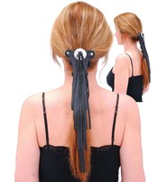 Jamin Leather® Long (8 Inch) Fringed Leather Hair Tube #AHW13113FK