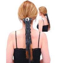 Jamin Leather® Extra Long (10.5 Inch) Fringed Leather Hair Tube #AHW13114FK