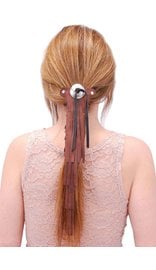 Jamin Leather Short Brown Leather (8 Inch) Fringed Hair Tube #AHW14015FN