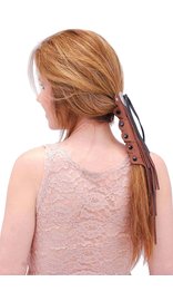 Jamin Leather Extra Long Brown Leather (10.5 Inch) Fringed Hair Tube #AHW14016FN
