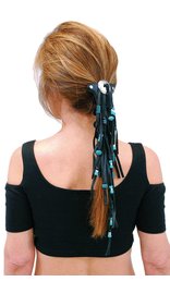 Jamin Leather Extra Long Turquoise Beaded Black Leather Hair Tube #AHW6543FBT