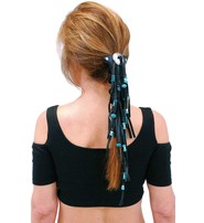 Jamin Leather® Extra Long Turquoise Beaded Black Leather Hair Tube #AHW6543FBT