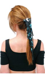 Jamin Leather Long Turquoise Beaded Hair Tube #AHW654FBT