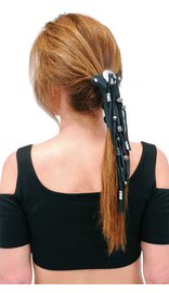 Jamin Leather Short Silver Beaded Hair Tube #AHW65FBS