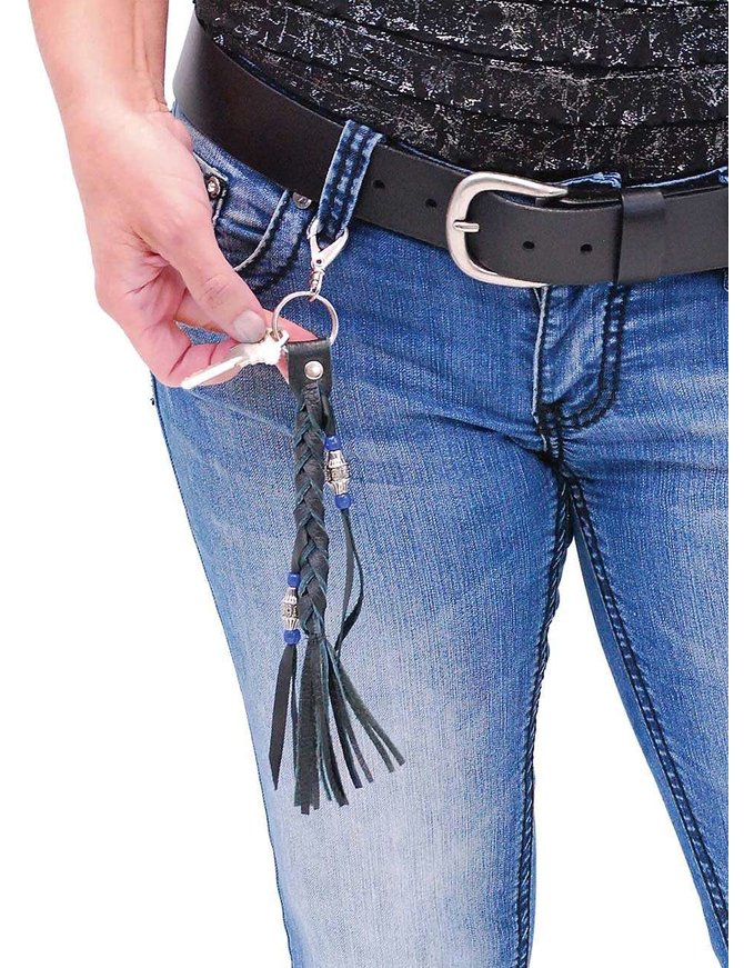 Jamin Leather Black Leather Braid & Bead Key Chain #AKC9038K