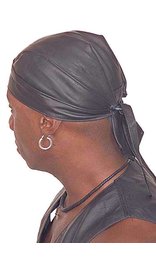 Black Leather Bandana Skullcap #BAND1