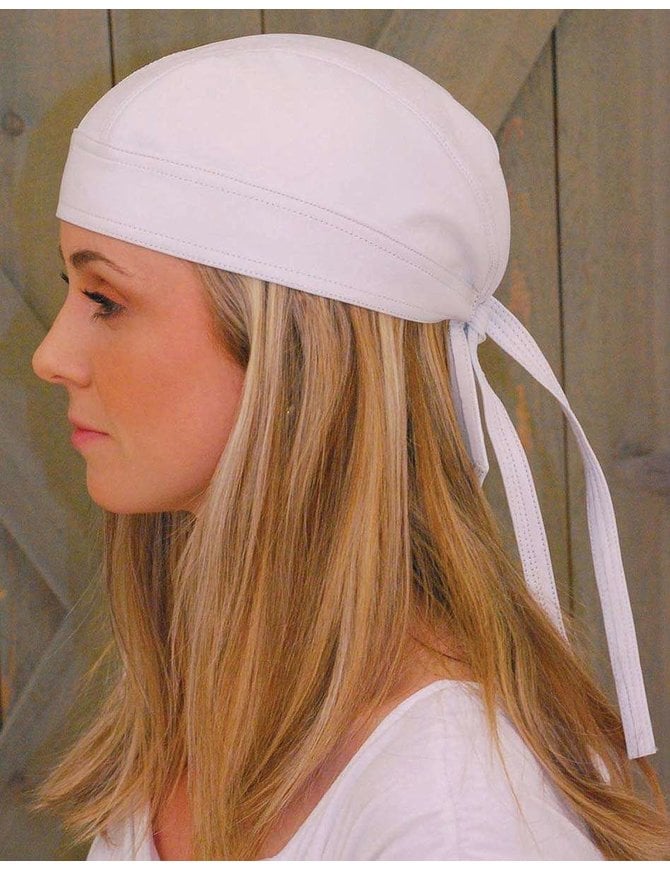 Jamin Leather White Leather Skull Cap #BAND4W