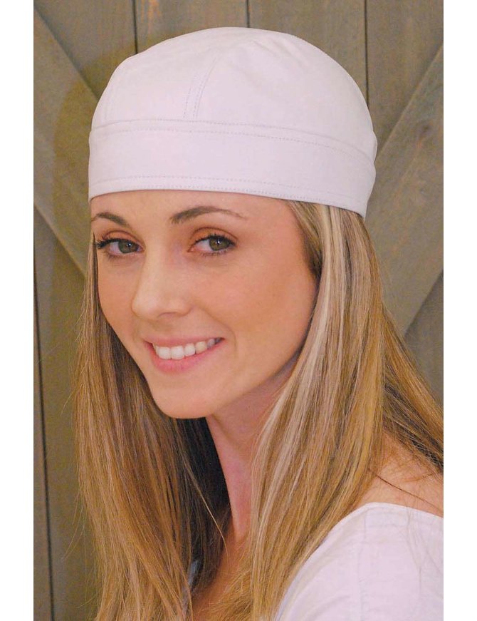 Jamin Leather White Leather Skull Cap #BAND4W