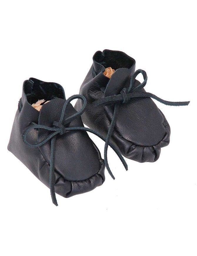 Jamin Leather Handcrafted Black Leather Baby Booties #BB1072K