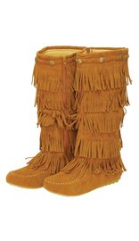 Tan 4 Row Fringed Moccasin Boots #BLC32282FT (5-10)