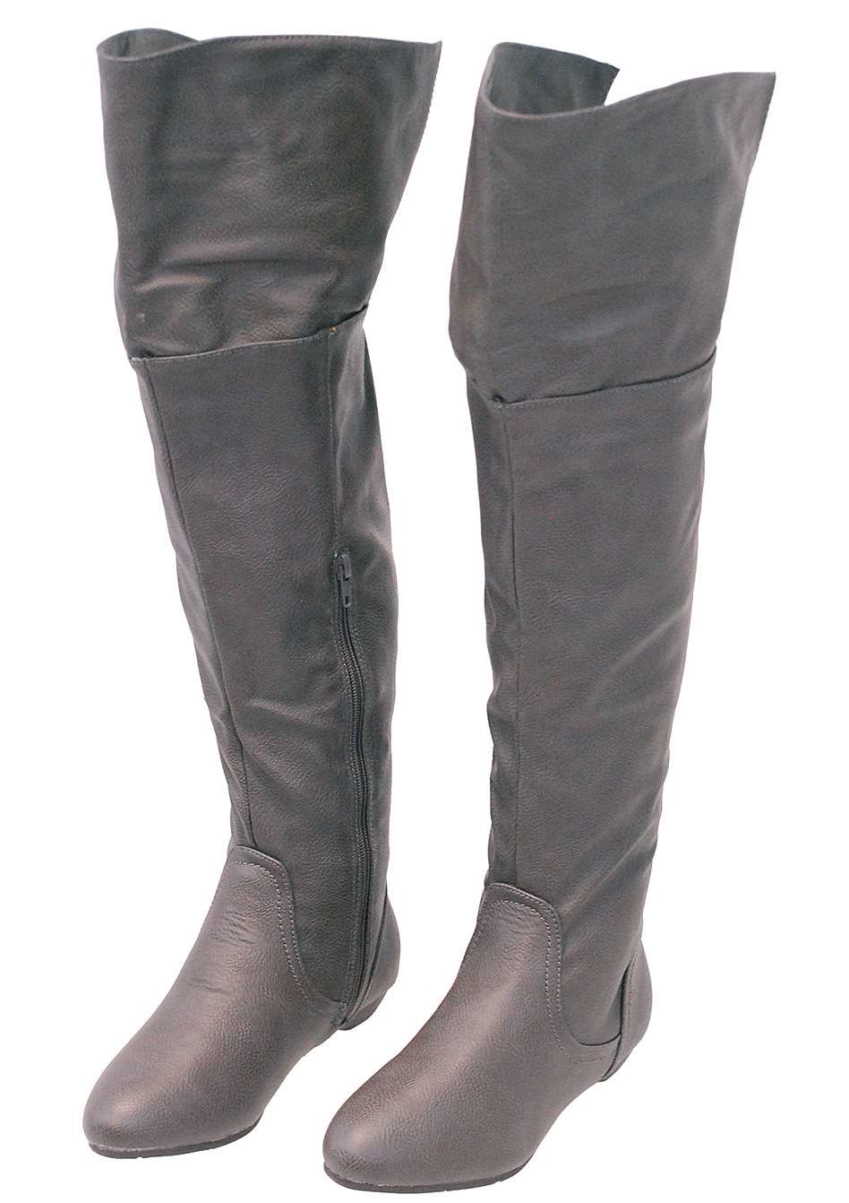 thigh high leather boots flat