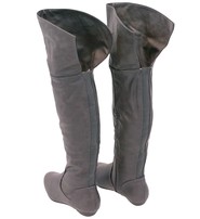 flat heel thigh high boots black