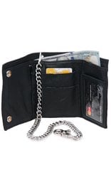 Made in USA Soft Leather Oversized Trifold Chain Wallet #WC817K
