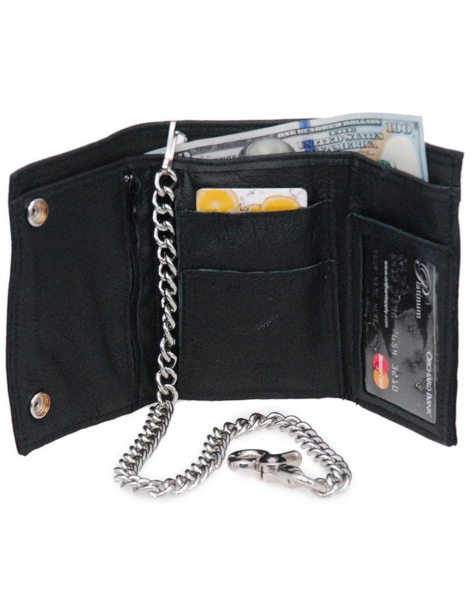 Soft Leather Oversized Trifold Chain Wallet #WC817K - Jamin Leather™