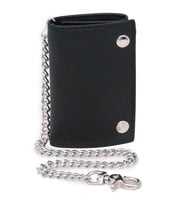 Made in USA Soft Leather Oversized Trifold Chain Wallet #WC817K