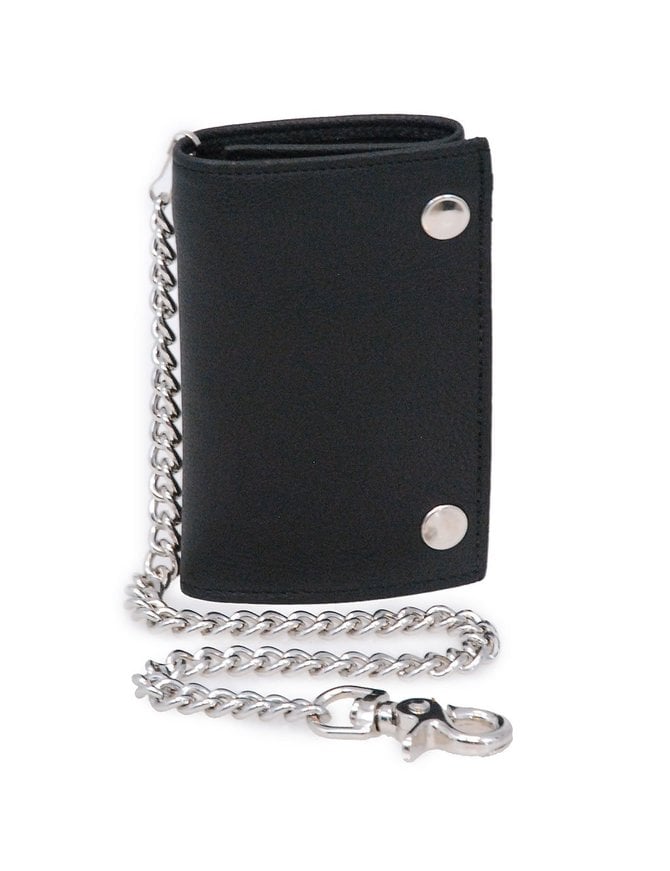 Made in USA Soft Leather Oversized Trifold Chain Wallet #WC817K