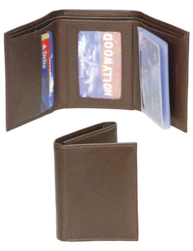 Brown Leather Trifold Wallet - Special #WM29N