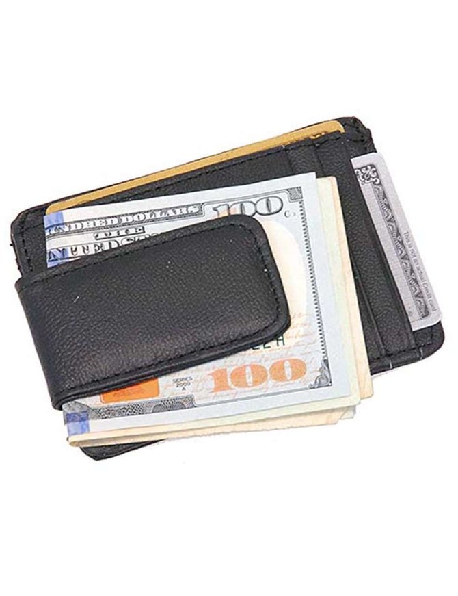 Leather Magnetic Money Clip & ID Case #WM46MCK